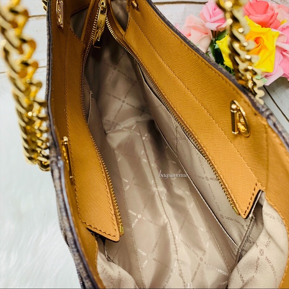 Large chain shoulder tote Michael Kors bag brown - Picture 4 of 8